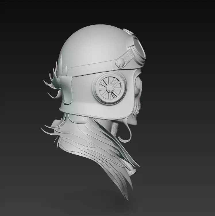 Sky Reaper - Aviator Skull Bust 3D Model 3D print model_1
