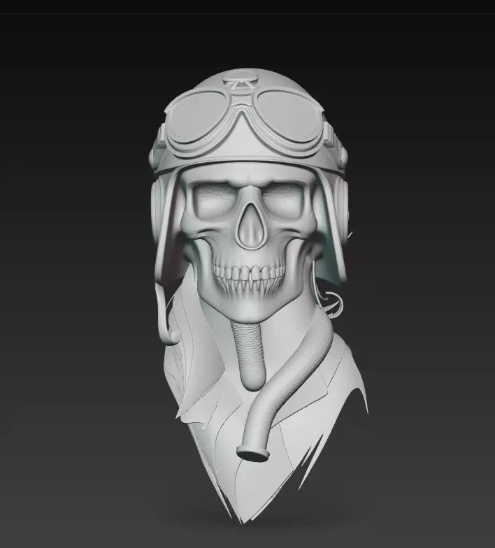 Sky Reaper - Aviator Skull Bust 3D Model 3D print model_6