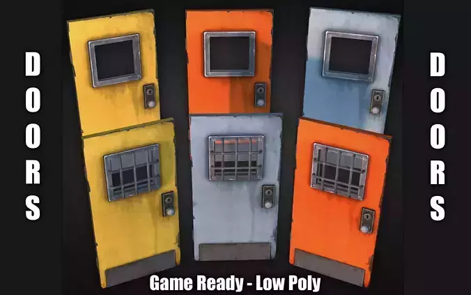 Doors 1 pair of Low-poly 3D model