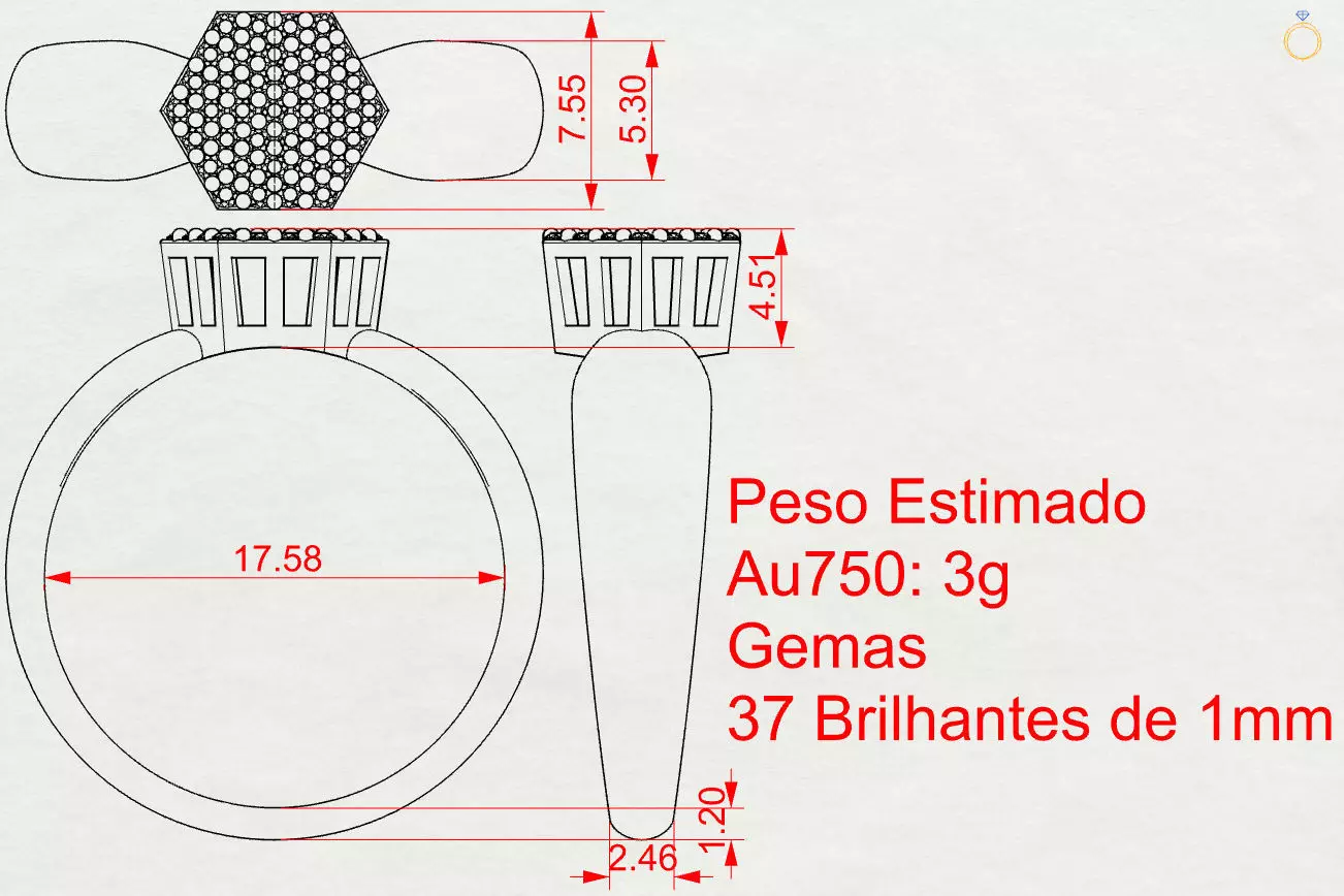 Hexagonal Cluster Ring 3D print model_3