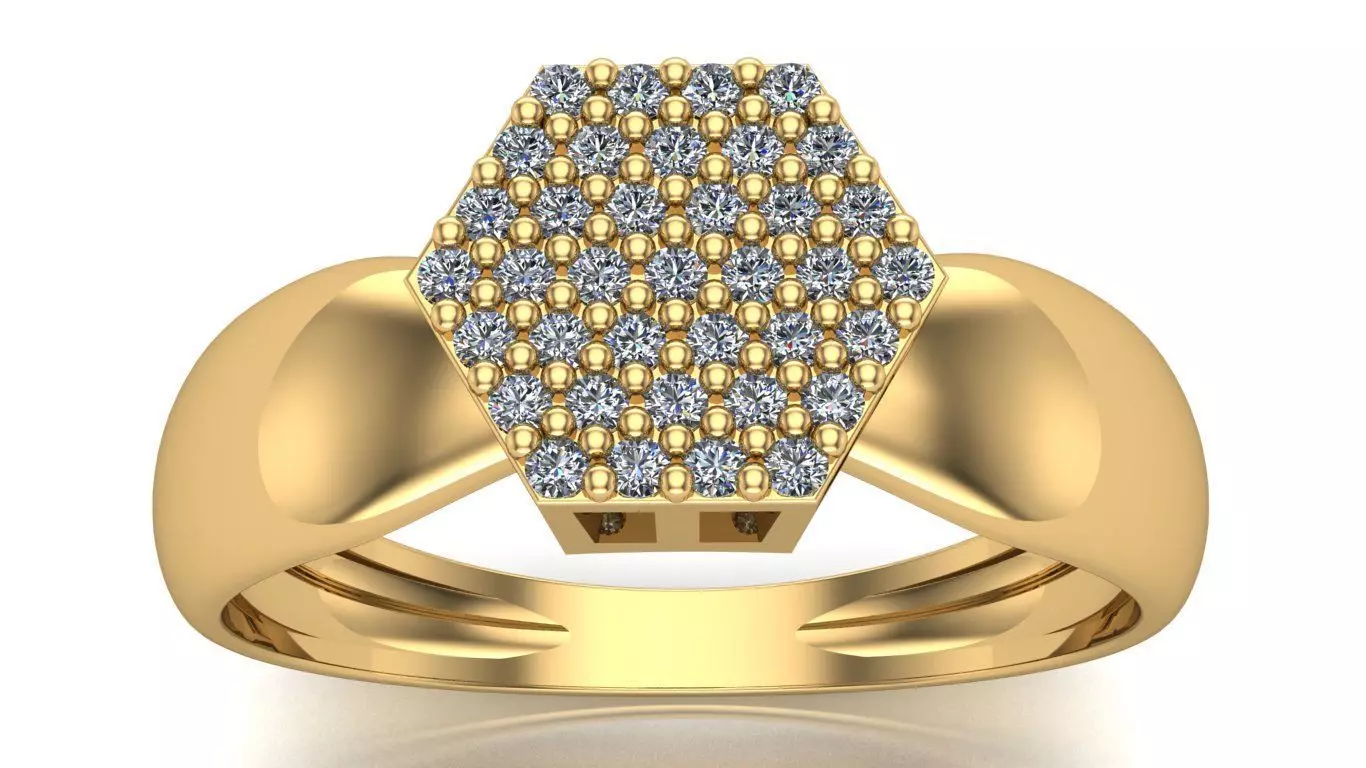 Hexagonal Cluster Ring 3D print model_1