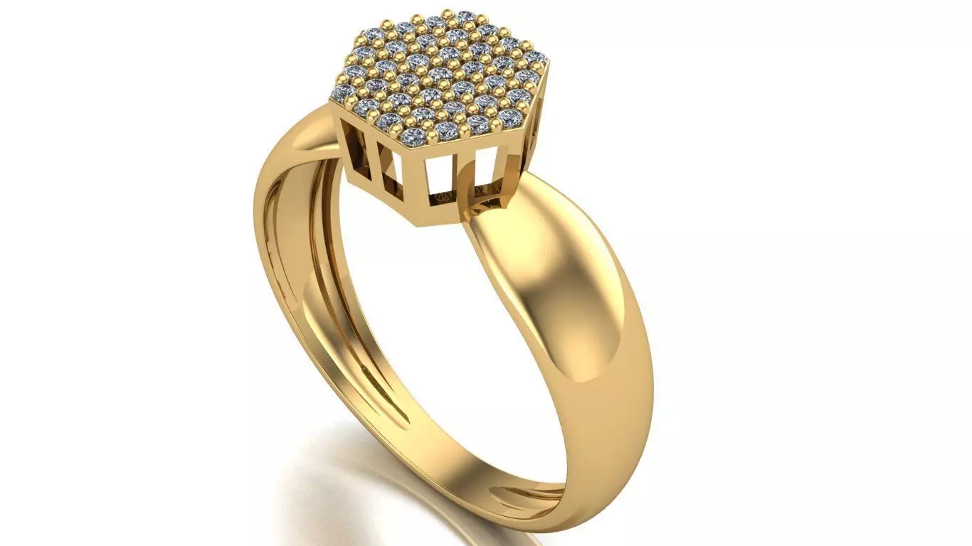 Hexagonal Cluster Ring 3D print model_0