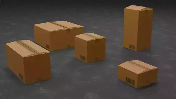 Low Poly Cardboard Boxes Set of 5 Procedural Blender Models 