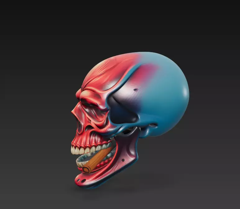Crimson Smoker - Stylized Red Skull 3D Model 3D print model_4