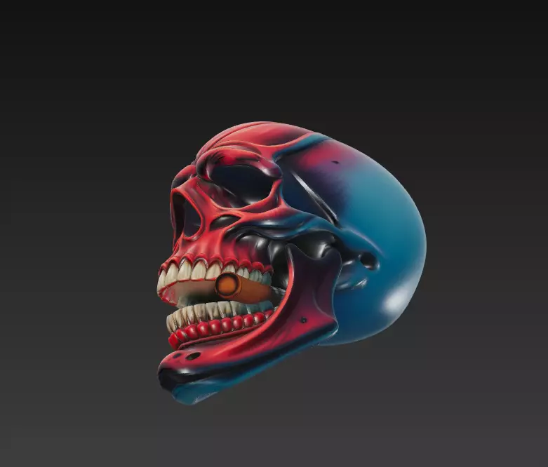 Crimson Smoker - Stylized Red Skull 3D Model 3D print model_2