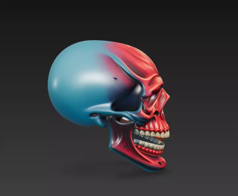 Crimson Smoker - Stylized Red Skull 3D Model 3D print model_5