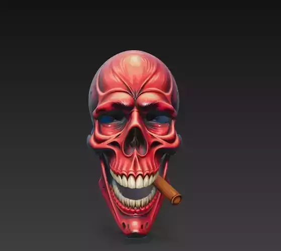 Crimson Smoker - Stylized Red Skull 3D Model 3D print model Crimson Smoker - Stylized Red Skull 3D Model 3D print model