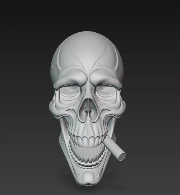 Crimson Smoker - Stylized Red Skull 3D Model 3D print model_10