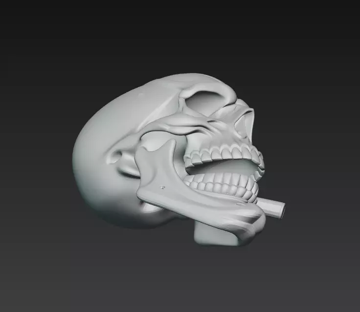 Crimson Smoker - Stylized Red Skull 3D Model 3D print model_9