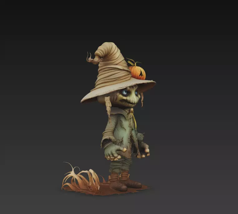 Pumpkinfield Scarecrow - Stylized Halloween Character 3D print model_5