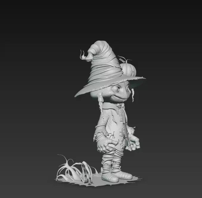 Pumpkinfield Scarecrow - Stylized Halloween Character 3D print model_8