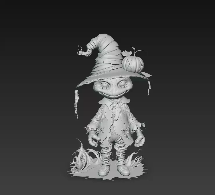 Pumpkinfield Scarecrow - Stylized Halloween Character 3D print model_6