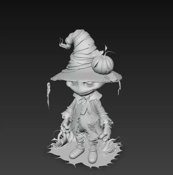 Pumpkinfield Scarecrow - Stylized Halloween Character 3D print model_9