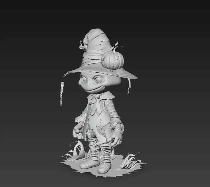 Pumpkinfield Scarecrow - Stylized Halloween Character 3D print model_7