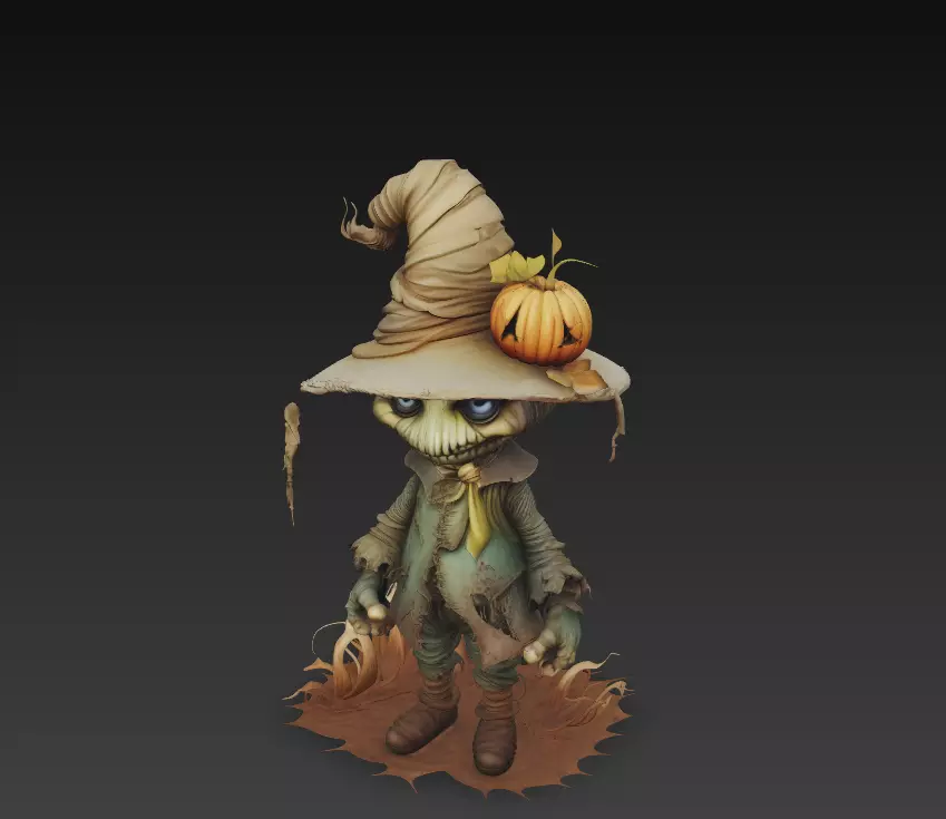 Pumpkinfield Scarecrow - Stylized Halloween Character 3D print model_2