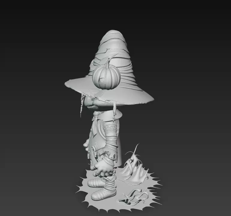 Pumpkinfield Scarecrow - Stylized Halloween Character 3D print model_10