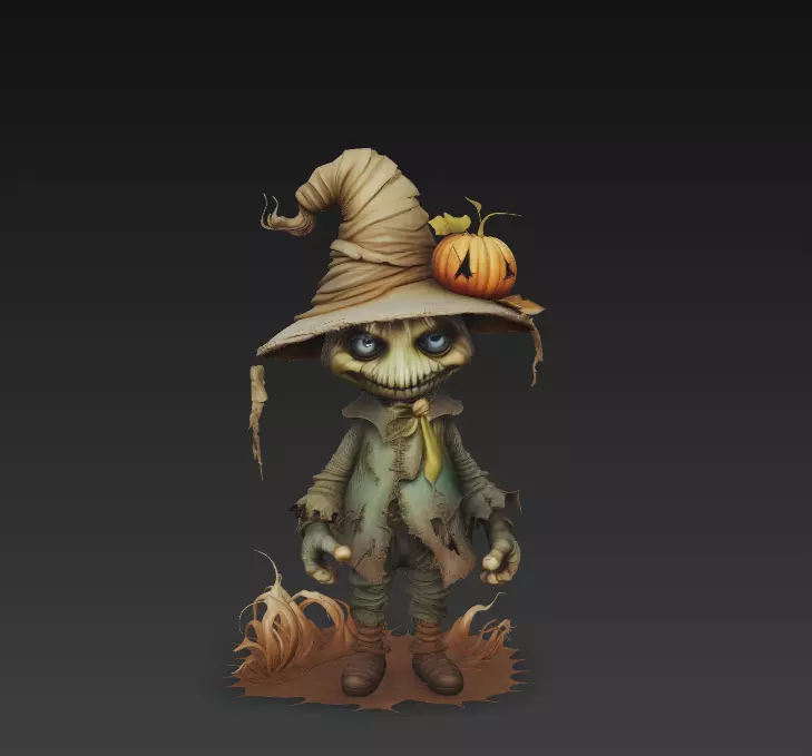 Pumpkinfield Scarecrow - Stylized Halloween Character 3D print model_0
