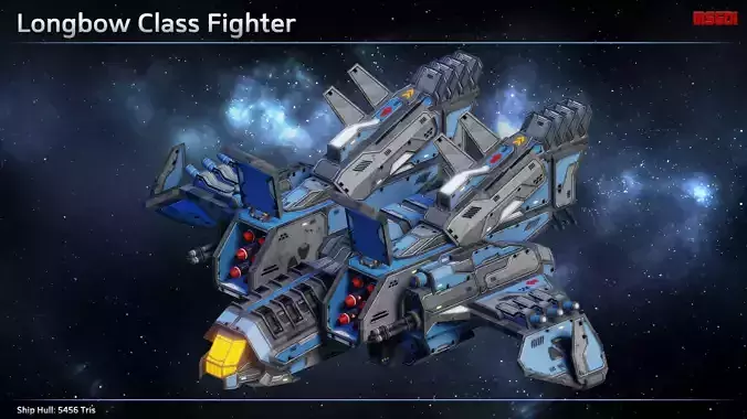 Spaceship Fighter Longbow Low-poly 3D model