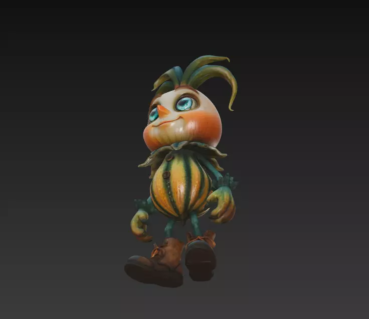 Pumpkin Sprout - Stylized Fantasy Plant Creature 3D print model_4