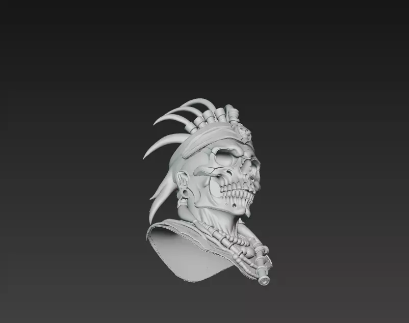 Voodoo Skull Chief - Dark Tribal Warrior 3D Model 3D print model_10