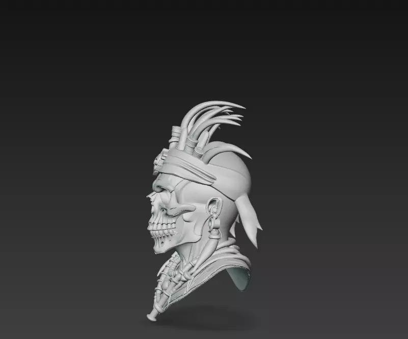 Voodoo Skull Chief - Dark Tribal Warrior 3D Model 3D print model_7