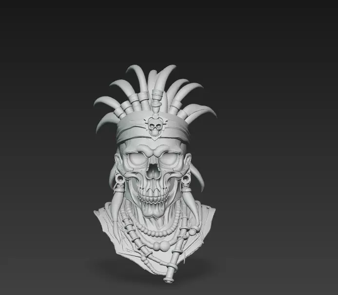 Voodoo Skull Chief - Dark Tribal Warrior 3D Model 3D print model_11