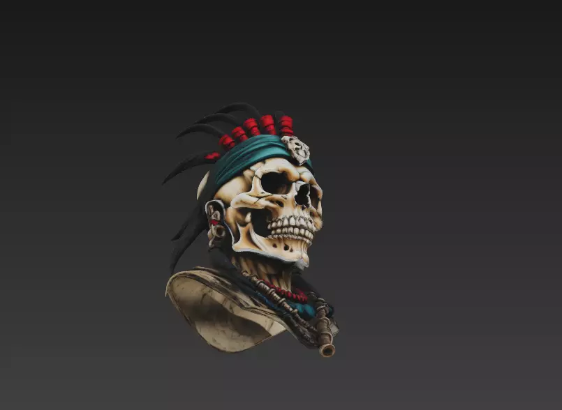 Voodoo Skull Chief - Dark Tribal Warrior 3D Model 3D print model_3