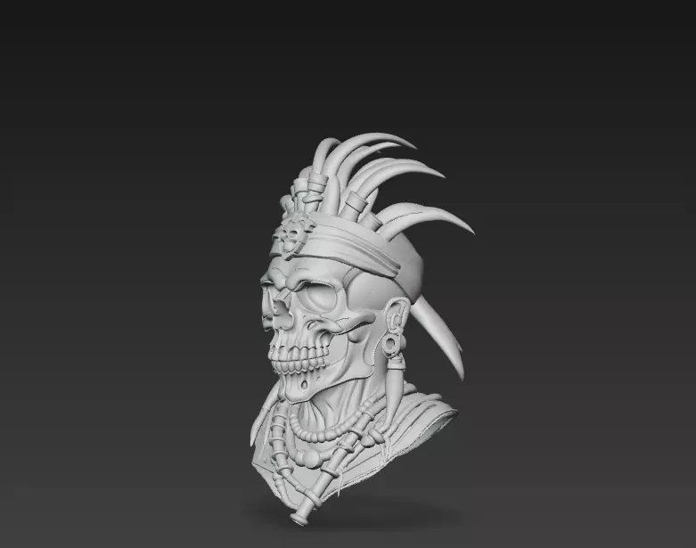 Voodoo Skull Chief - Dark Tribal Warrior 3D Model 3D print model_9