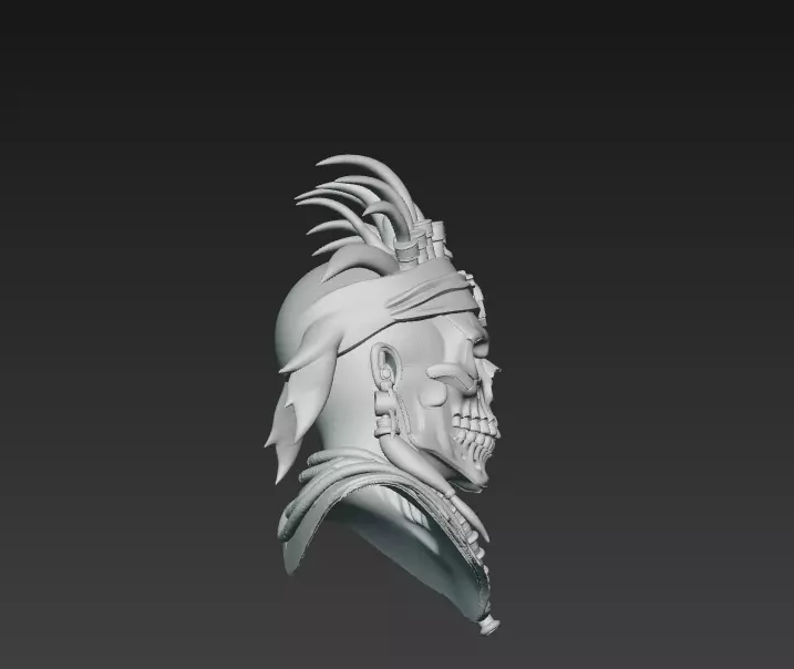 Voodoo Skull Chief - Dark Tribal Warrior 3D Model 3D print model_8