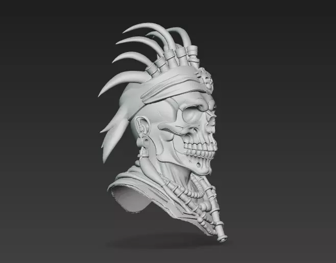Voodoo Skull Chief - Dark Tribal Warrior 3D Model 3D print model_12