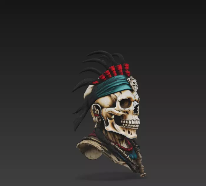 Voodoo Skull Chief - Dark Tribal Warrior 3D Model 3D print model_5