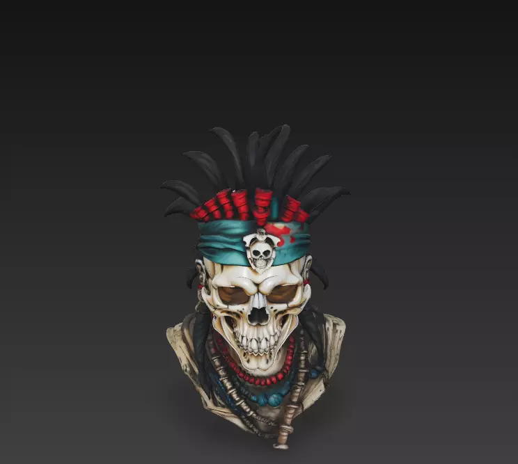 Voodoo Skull Chief - Dark Tribal Warrior 3D Model 3D print model_1