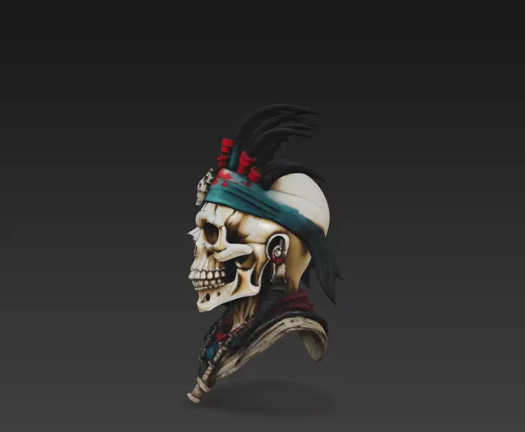 Voodoo Skull Chief - Dark Tribal Warrior 3D Model 3D print model_2