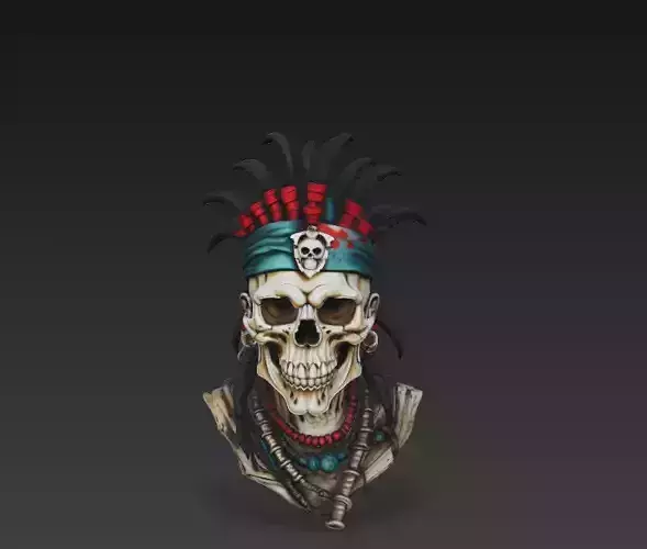 Voodoo Skull Chief - Dark Tribal Warrior 3D Model 3D print model