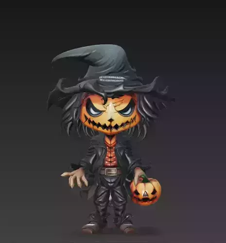 Pumpkin Trickster - Stylized Halloween Villain 3D Model 3D print model