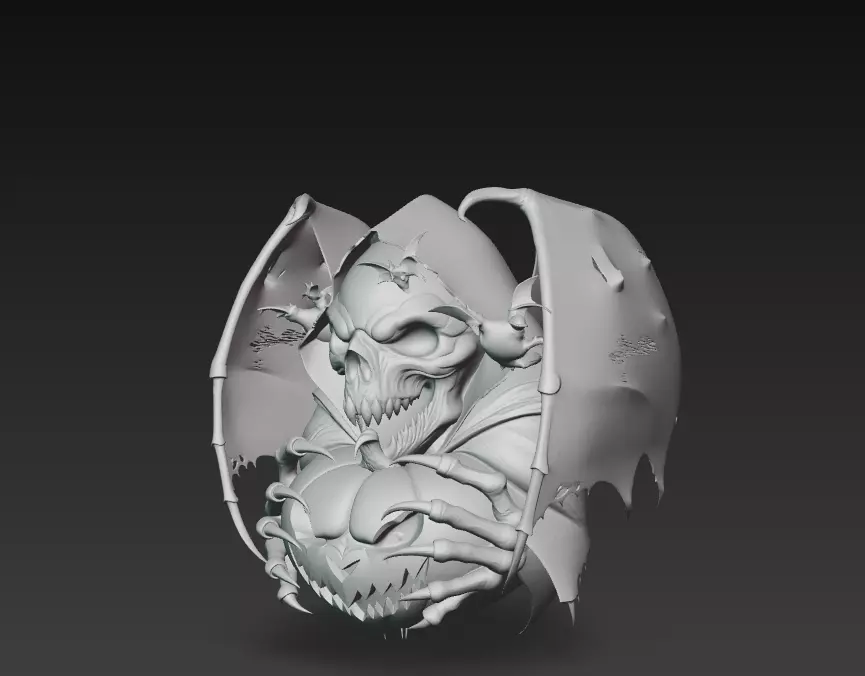 Reaper of the Pumpkin - Dark Halloween Skull Sculpture 3D Model 3D print model_7
