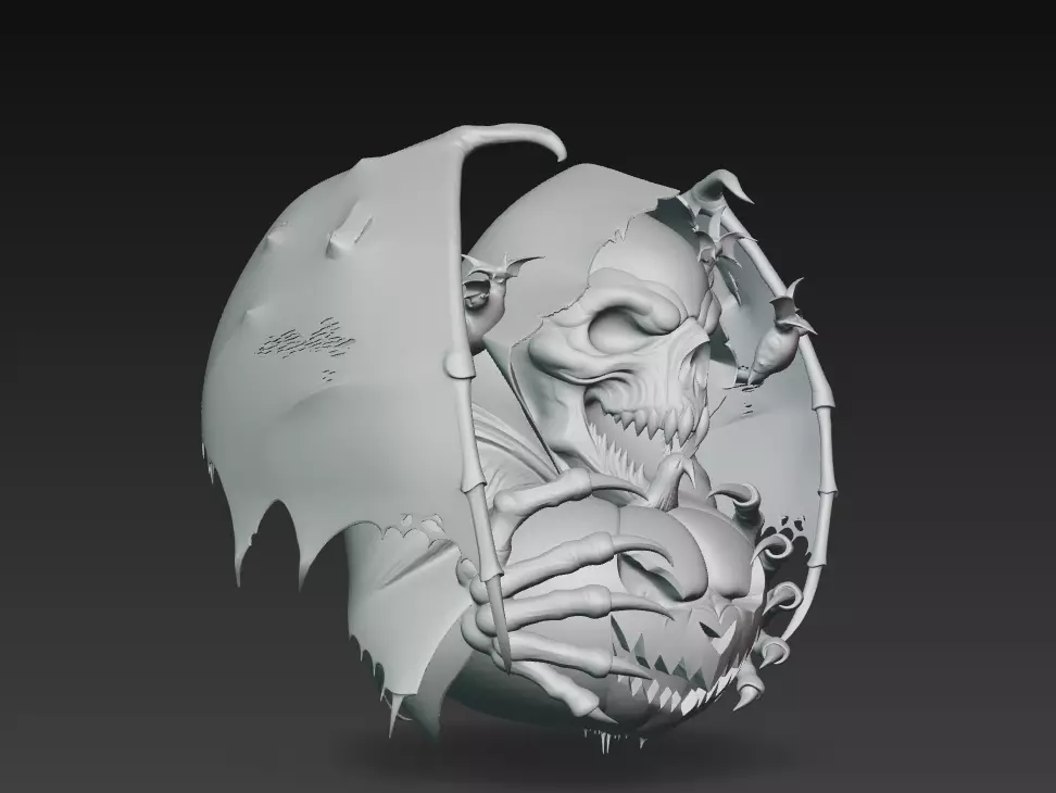 Reaper of the Pumpkin - Dark Halloween Skull Sculpture 3D Model 3D print model_6