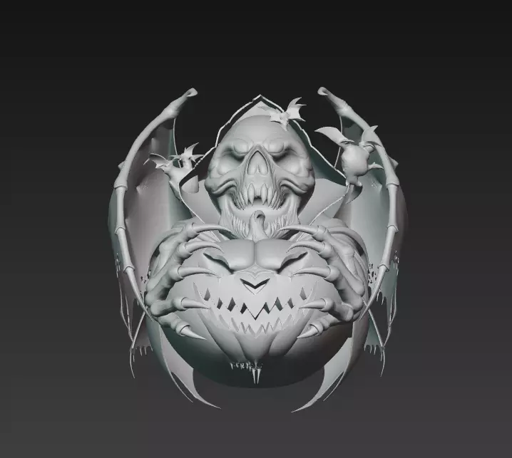 Reaper of the Pumpkin - Dark Halloween Skull Sculpture 3D Model 3D print model_10