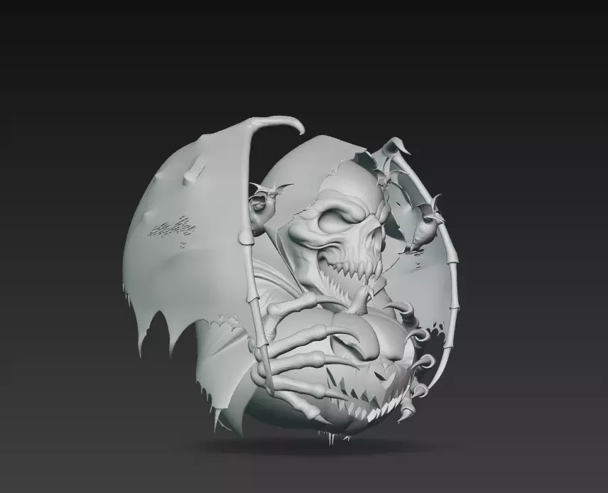 Reaper of the Pumpkin - Dark Halloween Skull Sculpture 3D Model 3D print model_11