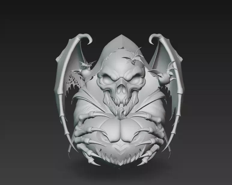 Reaper of the Pumpkin - Dark Halloween Skull Sculpture 3D Model 3D print model_8