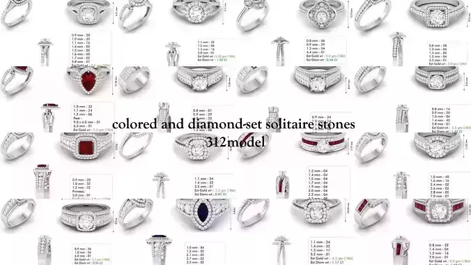 colored and diamond-set solitaire stones 