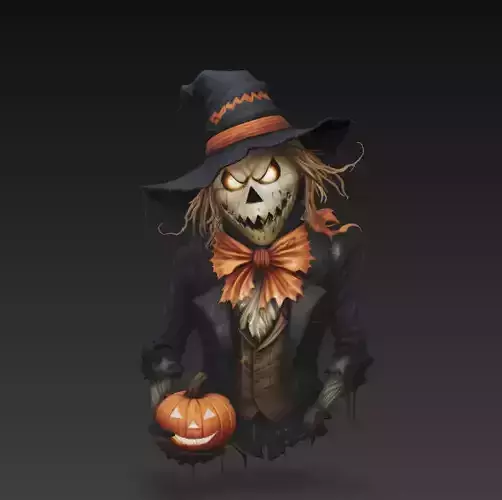 Scarecrow Reaper - Halloween Pumpkin Wizard 3D Model 3D print model