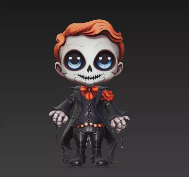 Cute Skeleton Boy - Halloween Figurine 3D Model 3D print model_0