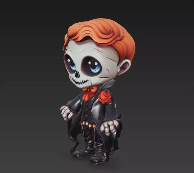 Cute Skeleton Boy - Halloween Figurine 3D Model 3D print model_2