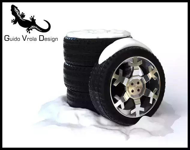 Snow tires set  3D model