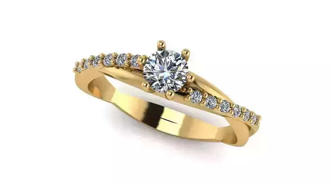 Twisted Band Ring with Central Brilliant Stone