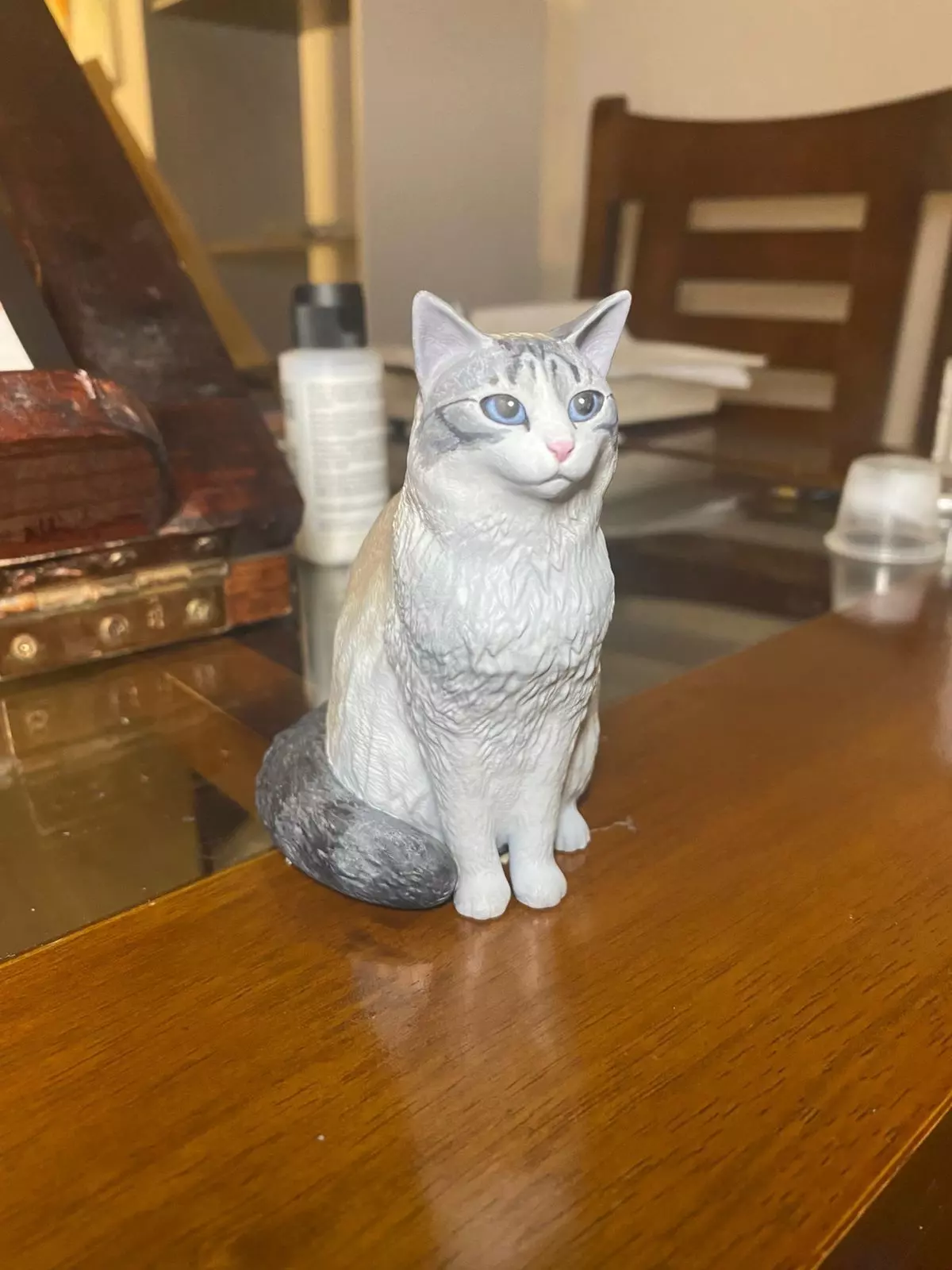 Fluffy sitting cat 3D print model