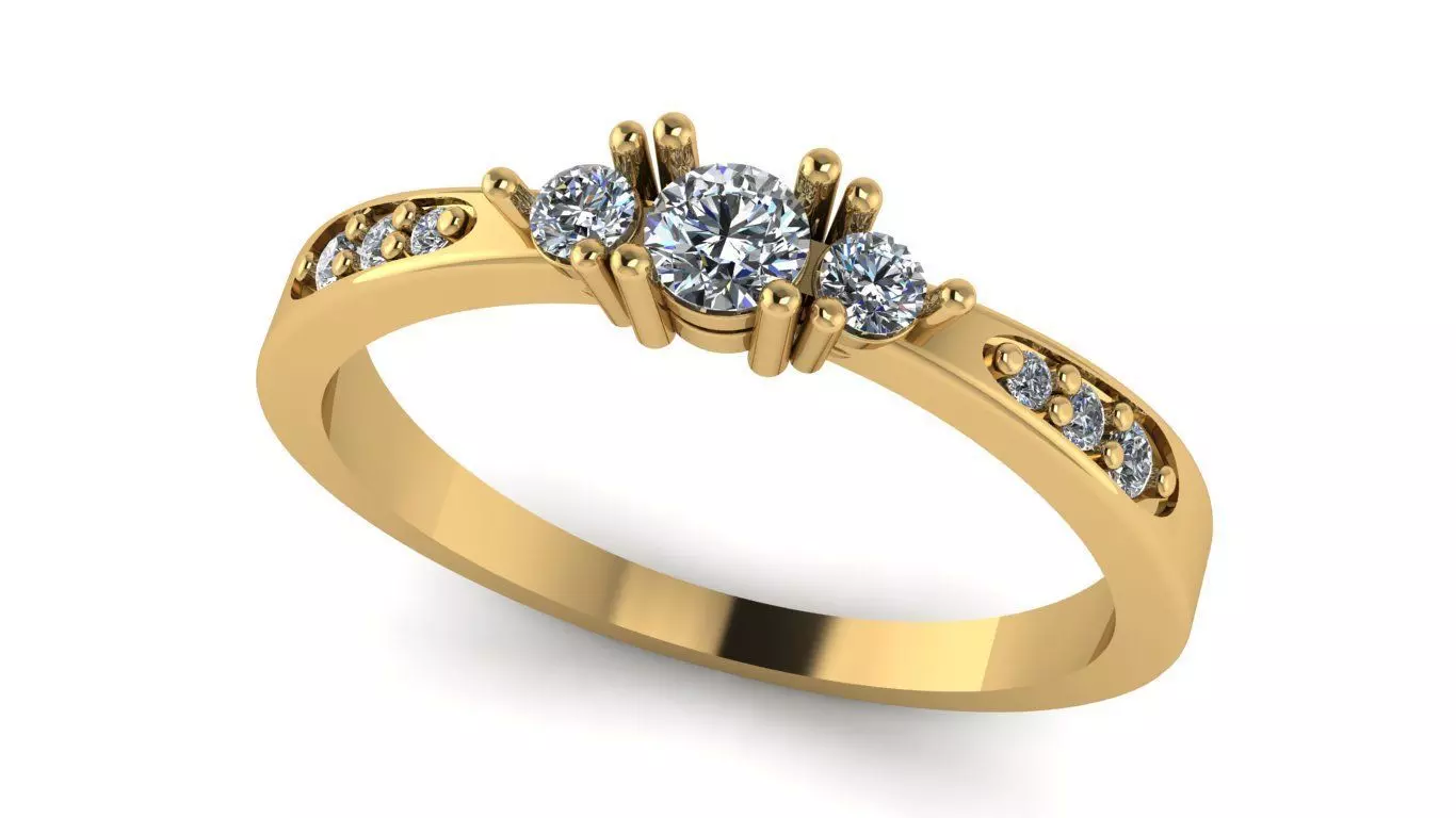 Three-Stone Solitaire Ring 3D print model