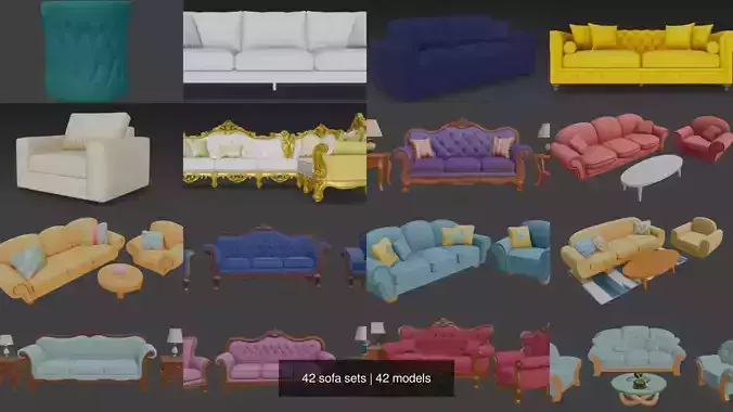 42 sofa sets 3D Model Collection