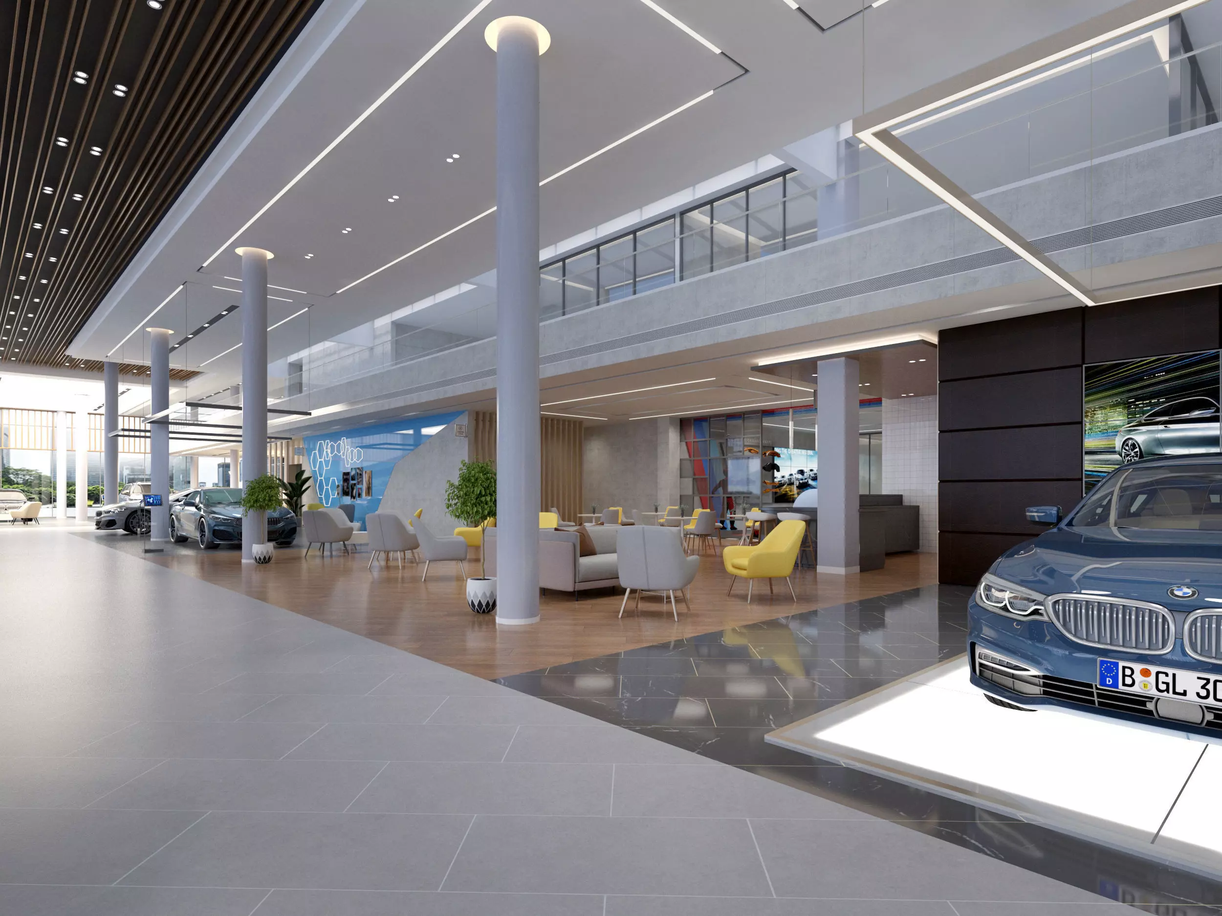 Automobile 4S Shop Low-poly 3D model_1